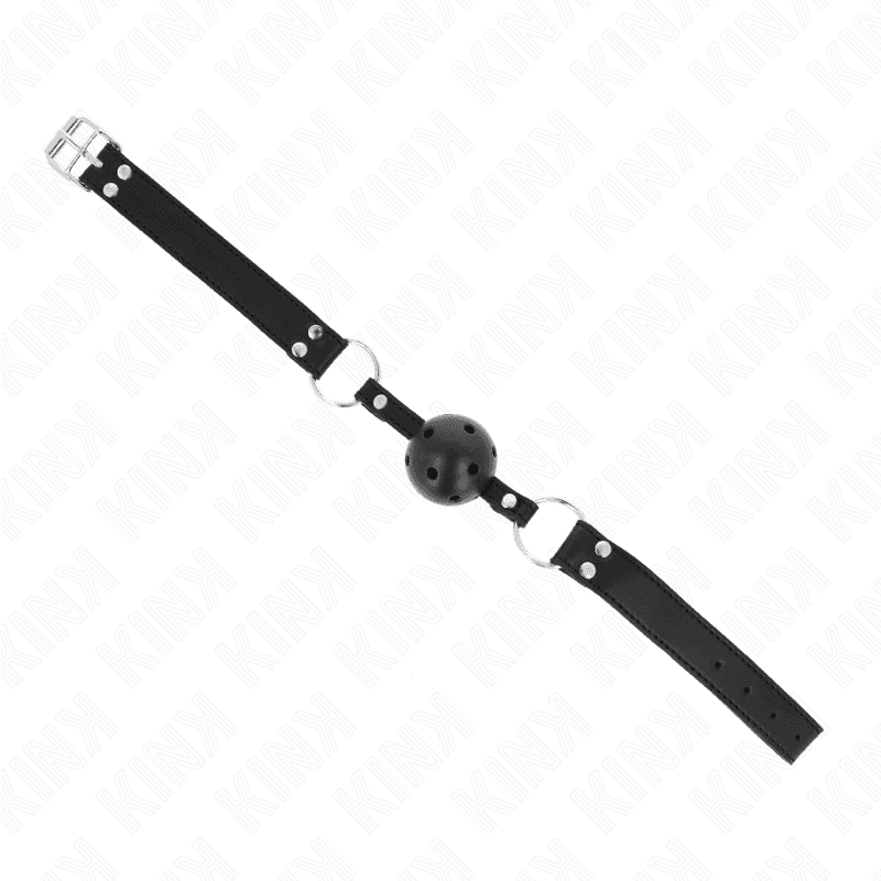KINK PREDUŠNI USTNI GAG S KROGLO 4 CM IN DVOJNIM ZAKOVIČENJEM, MODEL 1, ČRN, 62,5 X 2,5 CM, NASTAVLJIV 42-58 CM 3