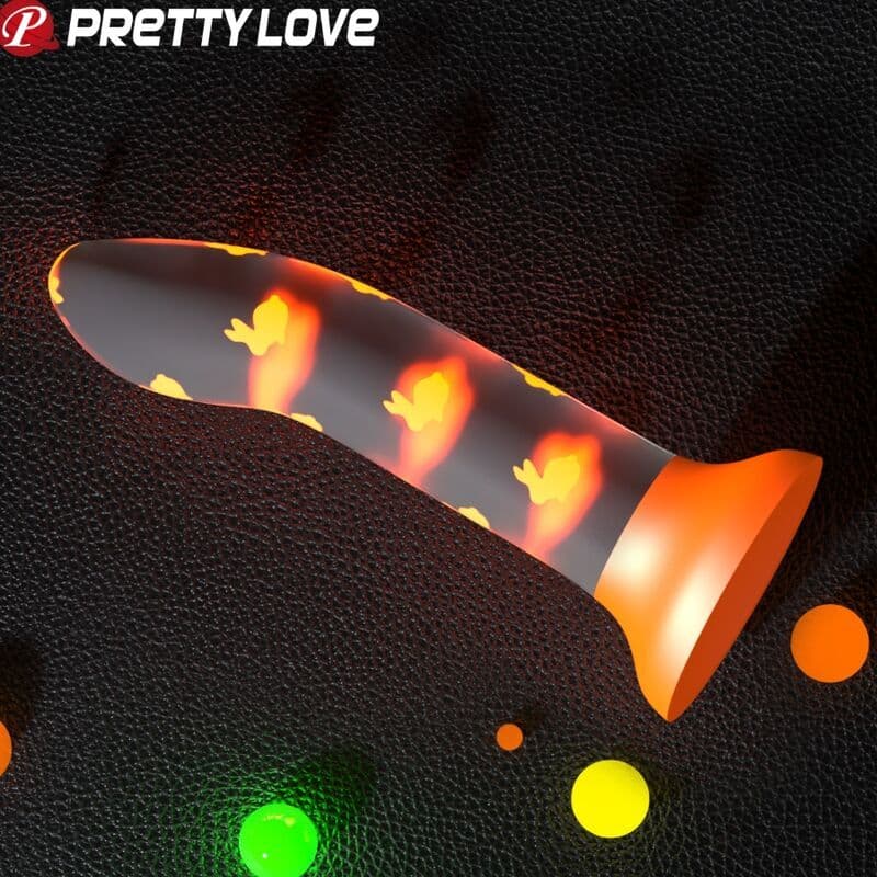 PRETTY LOVE - MAGICAL NIGHTFALL SVJETLEĆI DILDO BEZ VIBRACIJA NARANČASTI 3