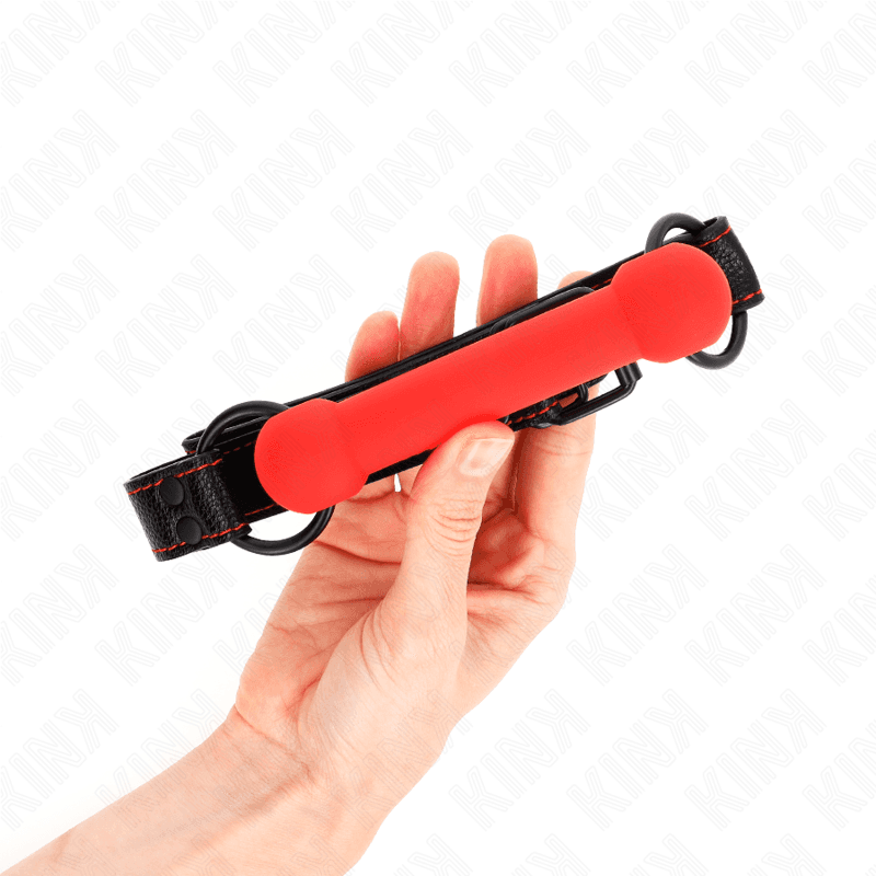 KINK - BONE GAG WITH LEATHERETTE STRAP RED ADJUSTABLE 41-57 CM 2