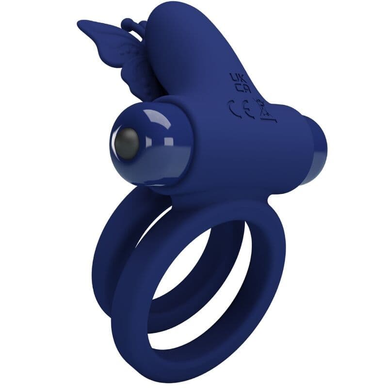 PRETTY LOVE - JAMELE DOUBLE RING WITH VIBRATION & BUTTERFLY STIMULATOR BLUE 3