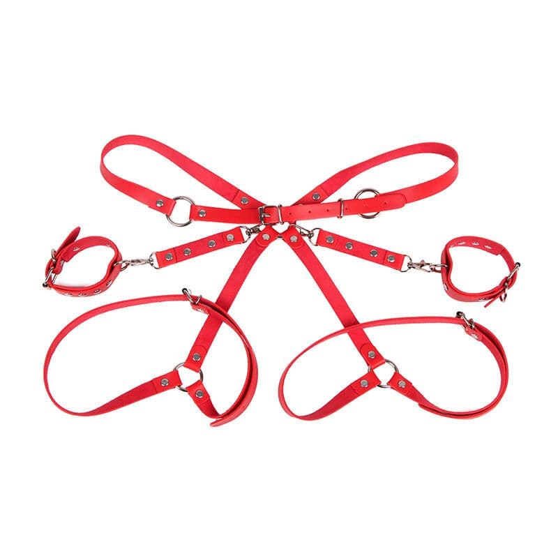 SUBBLIME - 953706 HANDCUFFS WITH BONDAGE BELT RED ONE SIZE 4