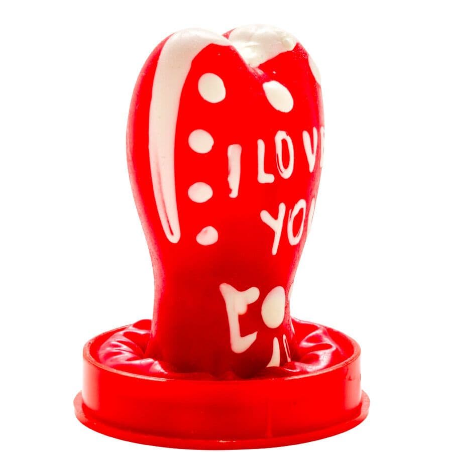 CONDOMERIE - HANDPAINTED NOVELTY CONDOMS HEART - I LOVE YOU MODEL 1 4