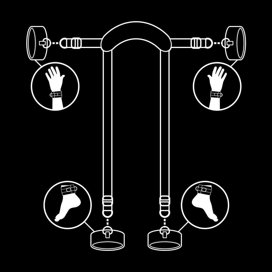FETISH SUBMISSIVE - POSIZIONE MASTER CON 4 MANETTE RIVESTITE IN NOPRENE 4