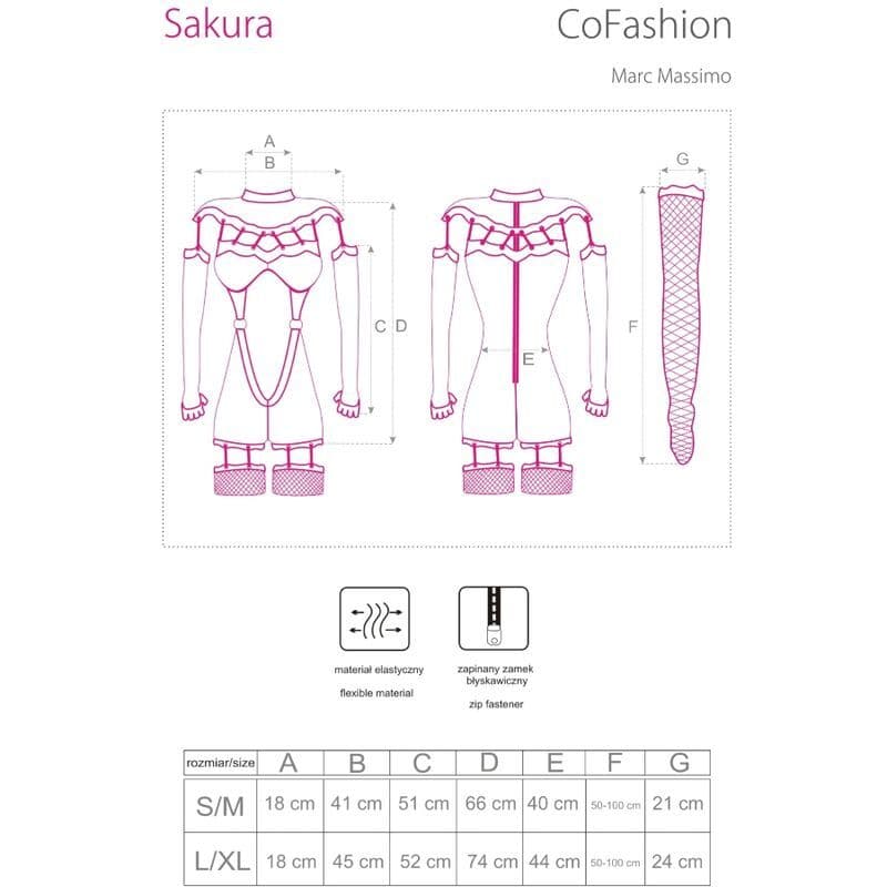 LIVCO CORSETTI FASHION - SAKURA CF 90357 KOMBINEZON + DUGE RUKAVICE + HALTER POJAS, CRNI S/M 4