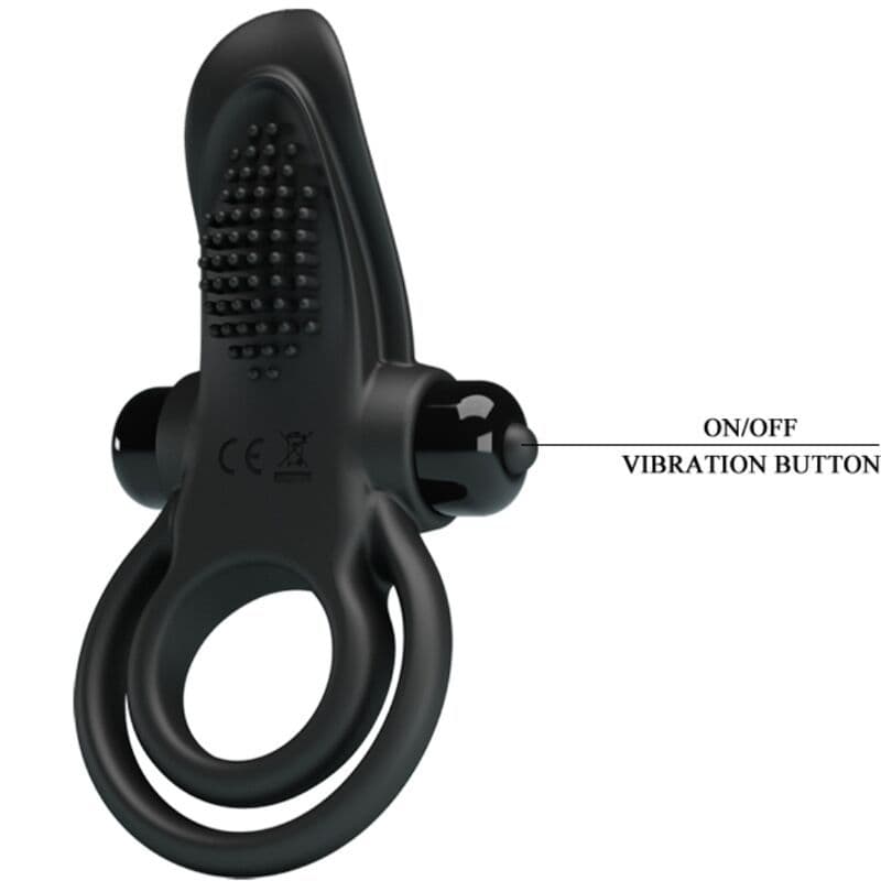 PRETTY LOVE - DOUBLE VIBRATING RING + CLITORIS STIMULATOR 10 VIBRATIONS BLACK 4