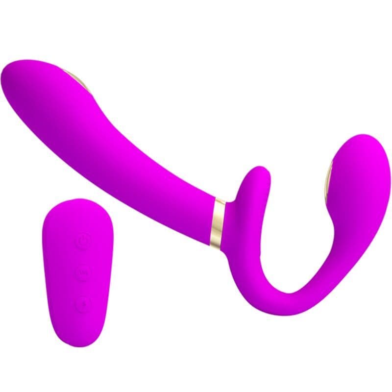 PRETTY LOVE - THUNDERBIRD DOPPIO VIBRATORE CON STRAP-ON E TELECOMANDO VIOLA 2