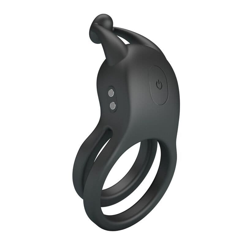 PRETTY LOVE - GOODWIN RECHARGEABLE DOUBLE VIBRATING COCK RING BLACK
