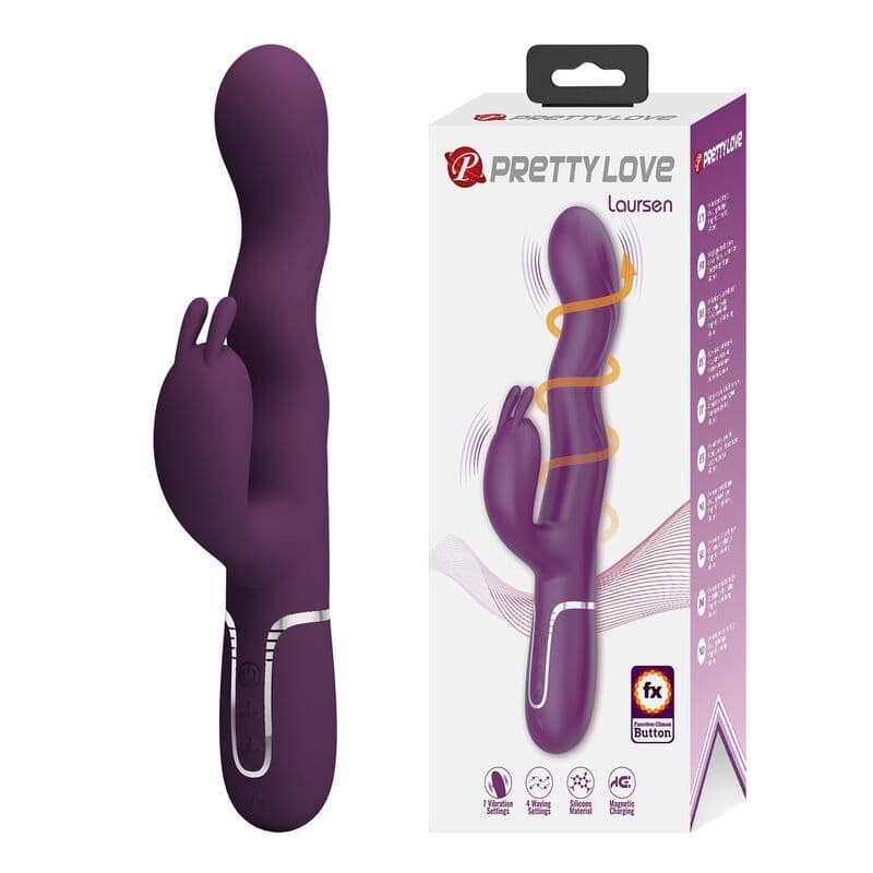 PRETTY LOVE - Loursen rabbit vibrator sa potiskom i 7 vibracija USB punjiv ljubičasti