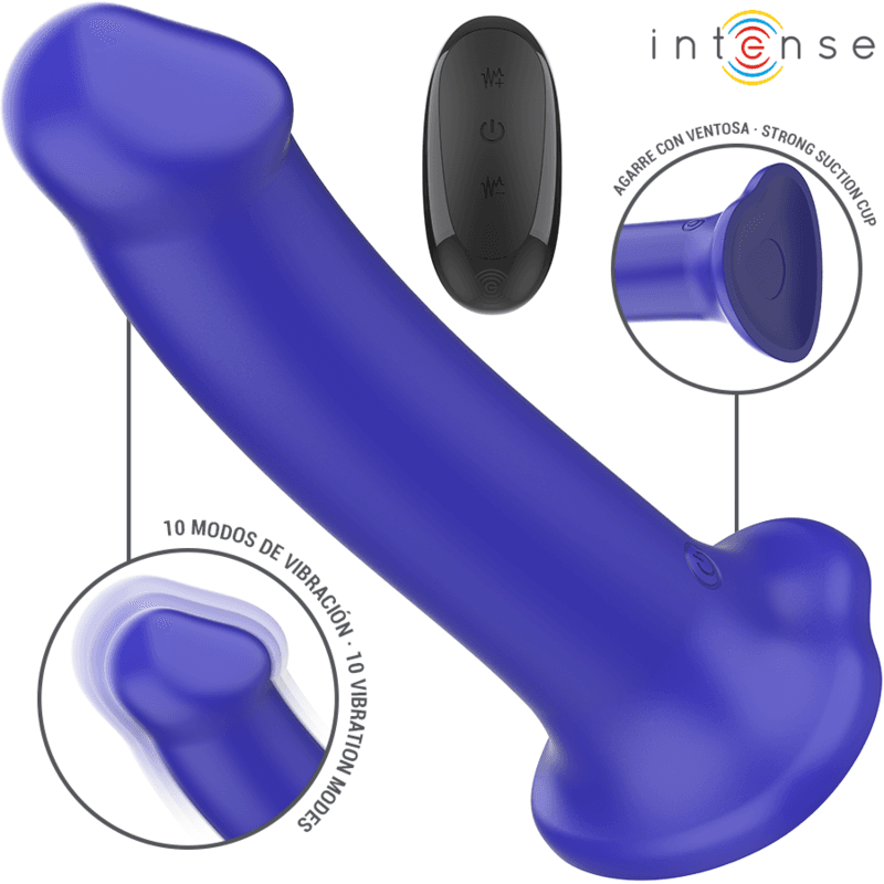 INTENSE - VICTORIA VIBRATOR WITH SUCTION CUP 10 VIBRATIONS DARK BLUE REMOTE CONTROL 2
