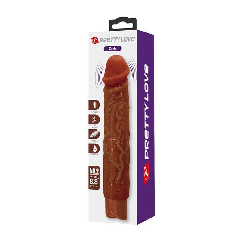 PRETTY LOVE - Owen realističen vibrator, 22,5 cm Ø 4,5 cm rjava 2