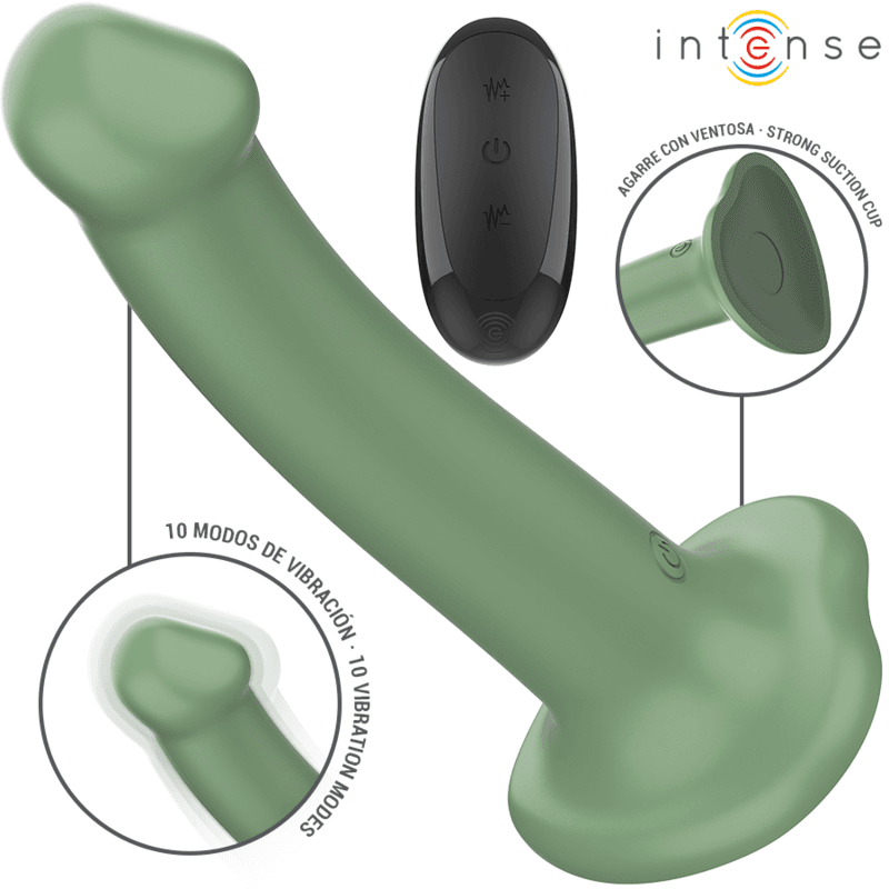 INTENSE - BECCA VIBRATOR WITH SUCTION CUP 10 VIBRATIONS GREEN REMOTE CONTROL 2