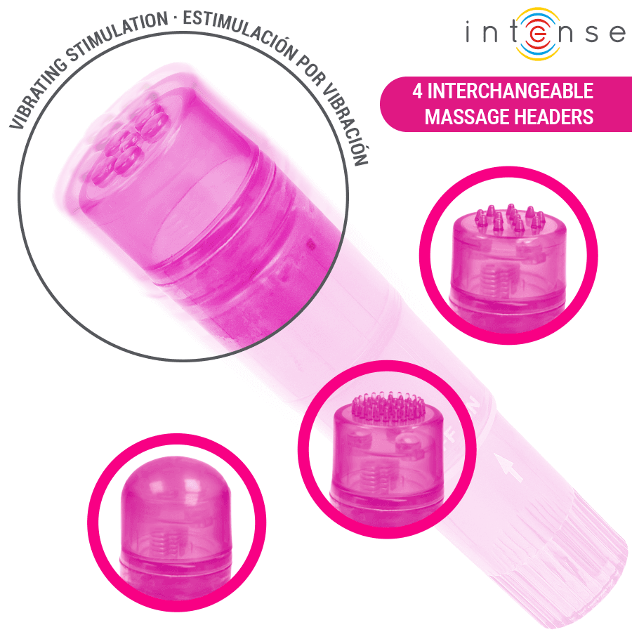 INTENSE - KURT MINI-MASSAGEGERÄT MIT 4 AUSTAUSCHBAREN AUFSÄTZEN PINK 3
