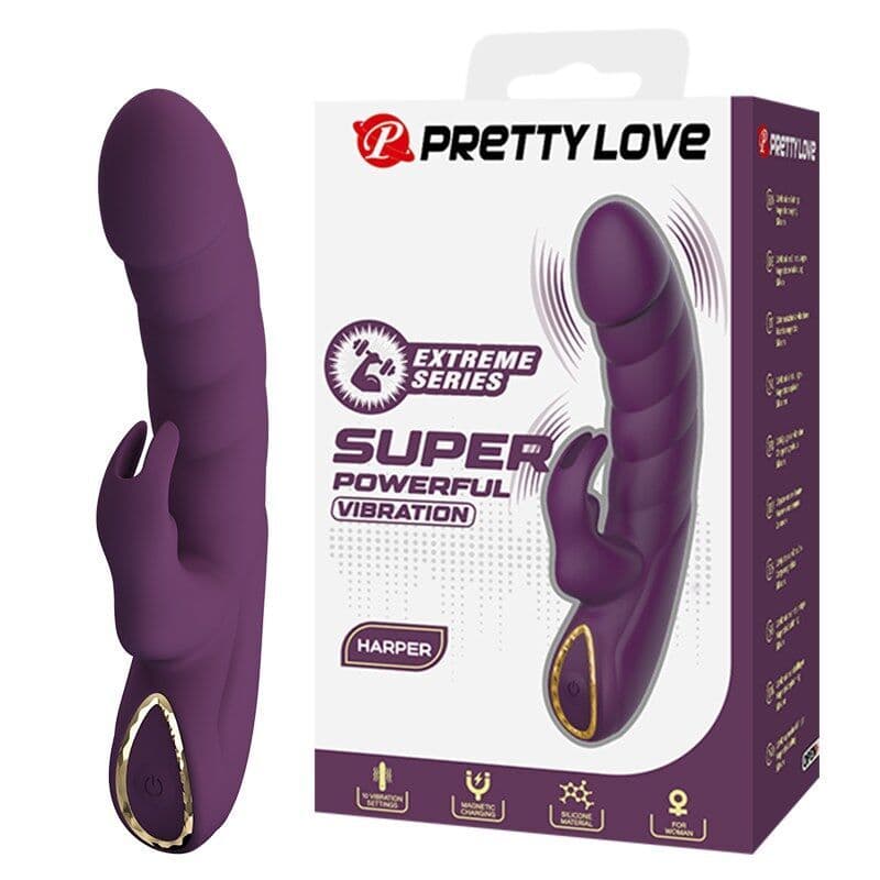 PRETTY LOVE - Harper punjivi rabbit vibrator 10 funkcija ljubičasti