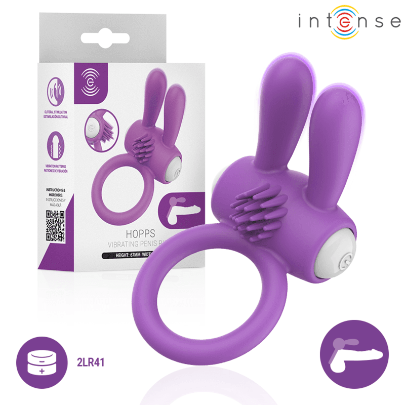 INTENSE - Hopps vibrirajući prsten za penis sa stimulacijom klitorisa, purpurna