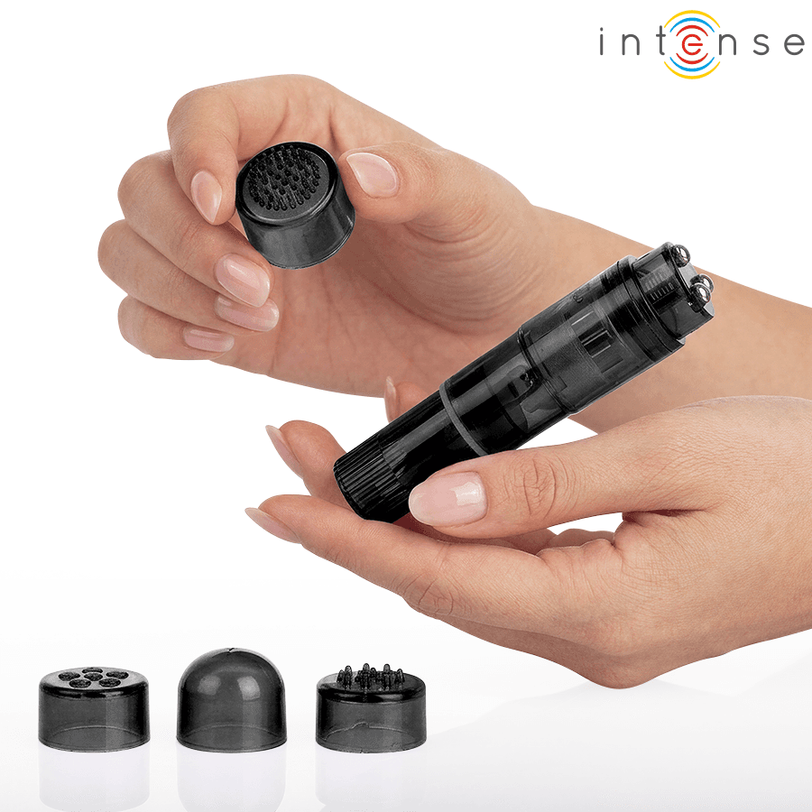 INTENSE - KURT MINI-MASSAGEGERÄT MIT 4 AUSTAUSCHBAREN AUFSÄTZEN SCHWARZ 2