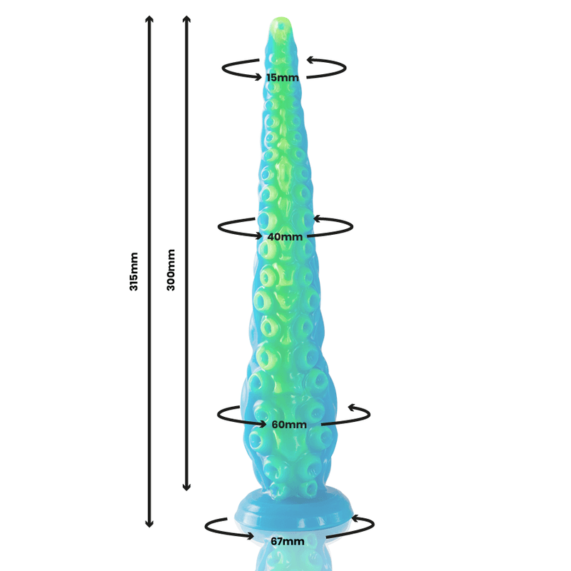 EPIC - SCYLLA FLUORESCENTNI DILDO S TANKIM PIPCIMA VELIKA VELIČINA 4