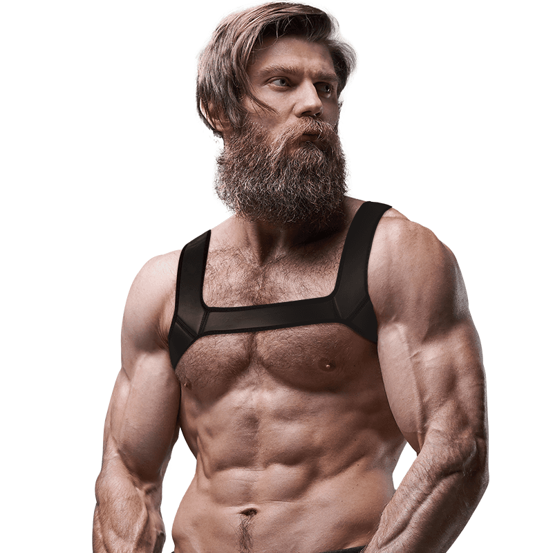 FETISH SUBMISSIVE ATTITUDE - NEOPRENE CHEST HARNESS FOR MEN SIZE L 4