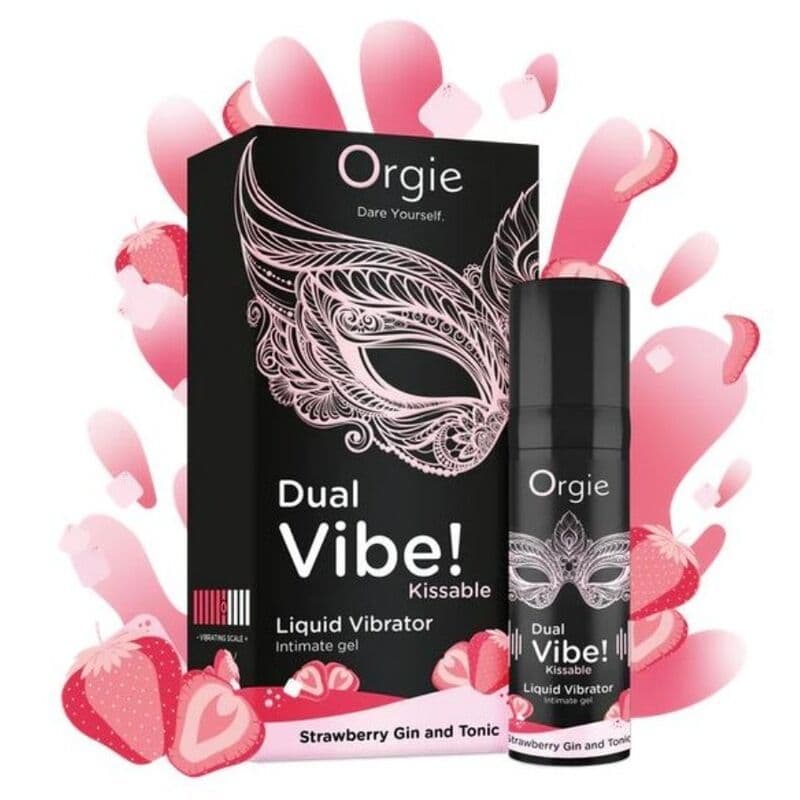 ORGIE - DUAL VIBE! STRAWBERRY GIN AND TONIC KISSABLE LIQUID VIBRATOR 15 ML 3