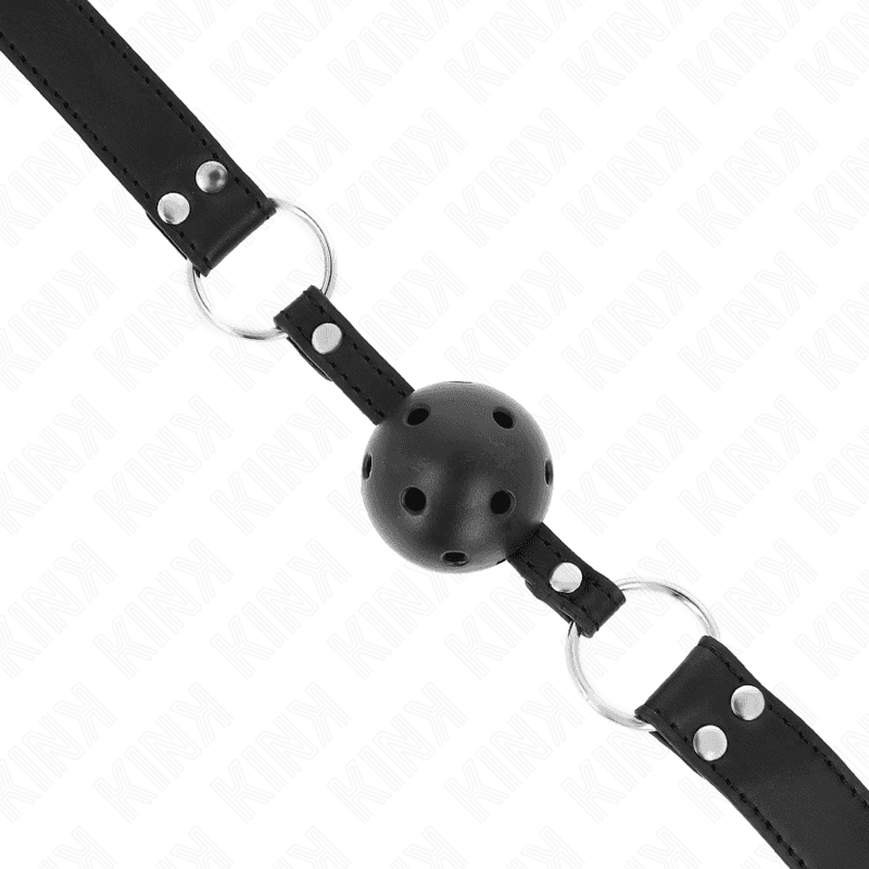 KINK PREDUŠNI USTNI GAG S KROGLO 4 CM IN DVOJNIM ZAKOVIČENJEM, MODEL 1, ČRN, 62,5 X 2,5 CM, NASTAVLJIV 42-58 CM 4