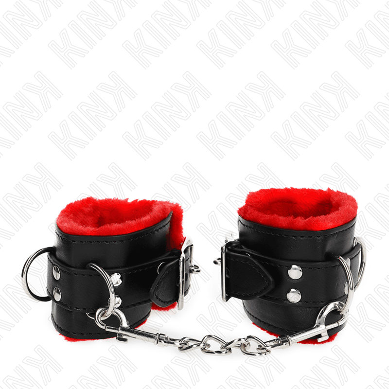 KINK LISICE ZA ZAPEŠĆA S KRZNOM I KVADRATNIM RUPICAMA, CRVENE S CRNIM REMENOM, PODESIVE 17-29 CM X 6 CM 3