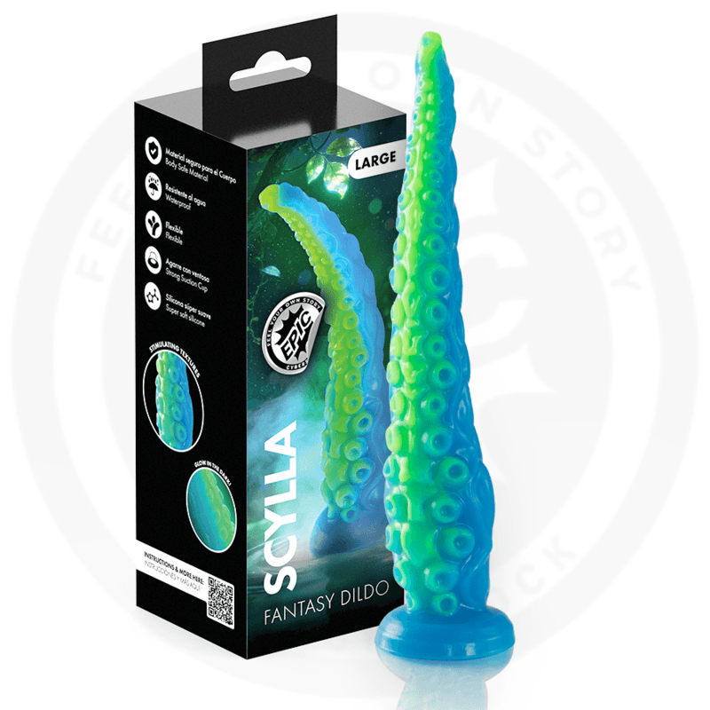 EPIC - SCYLLA FLUORESCENTNI DILDO S TANKIM PIPCIMA VELIKA VELIČINA