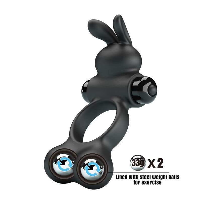 PRETTY LOVE - VIBRATING PENIS RING WITH BUNNY STIMULATOR 10 FUNCTIONS BLACK 3