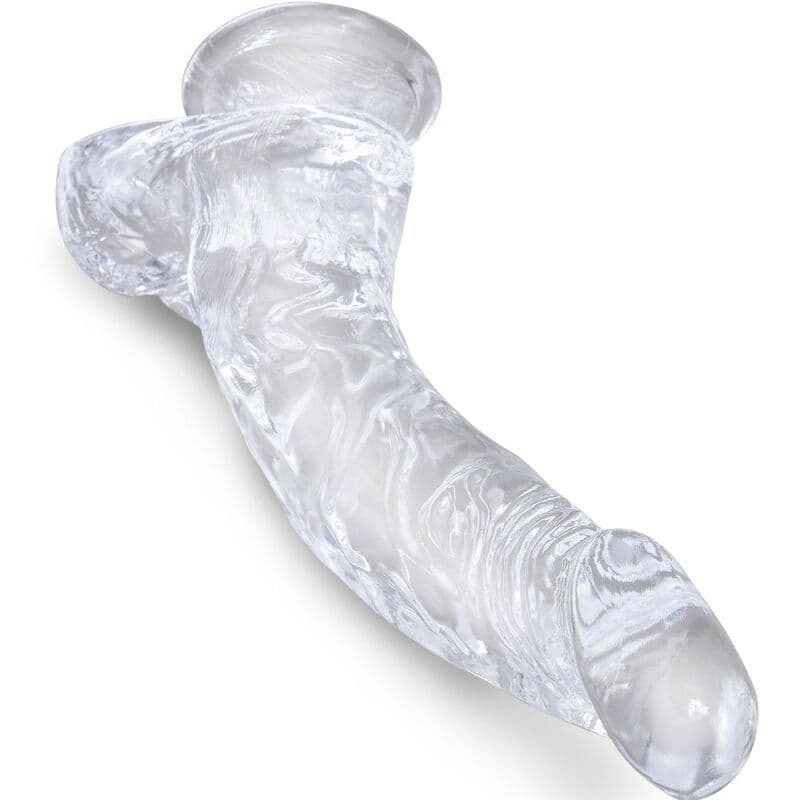 KING COCK - CLEAR PENE CURVO REALISTICO CON SFERE 16.5 CM TRASPARENTE 2