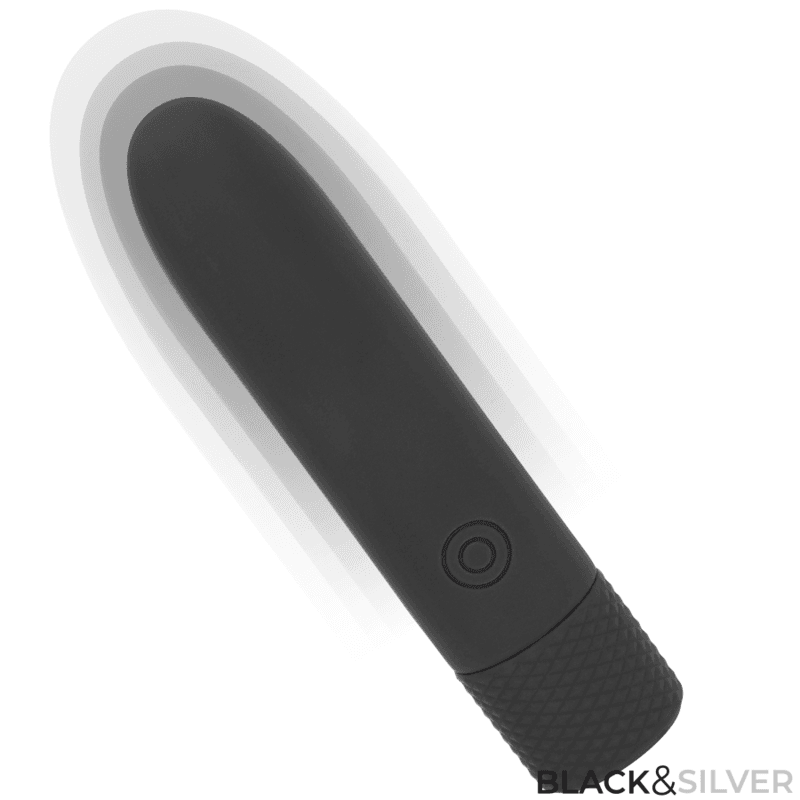 BLACK & SILVER - GERI USB RECHARGEABLE VIBRATING BULLET 8 VIBRATIONS BLACK 10 X 2.2 CM 2