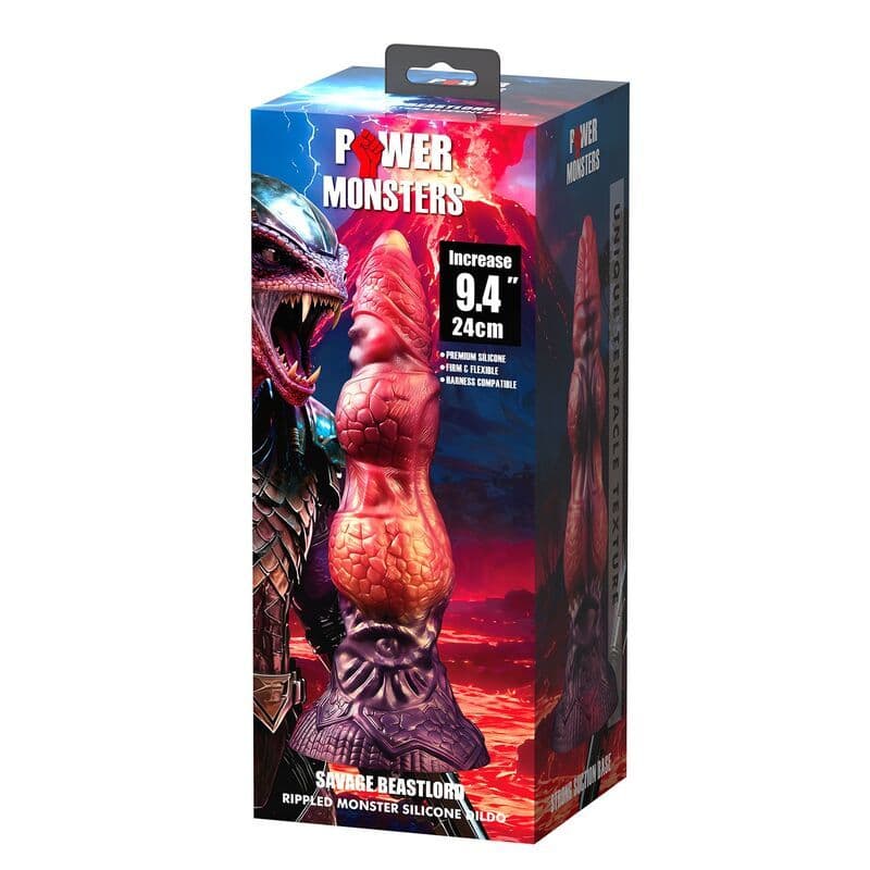 POWER MONSTERS - SAVAGE BEASTLORD TRICOLOR FANTASY SILICONE DILDO 24 CM Ø 5 CM 2