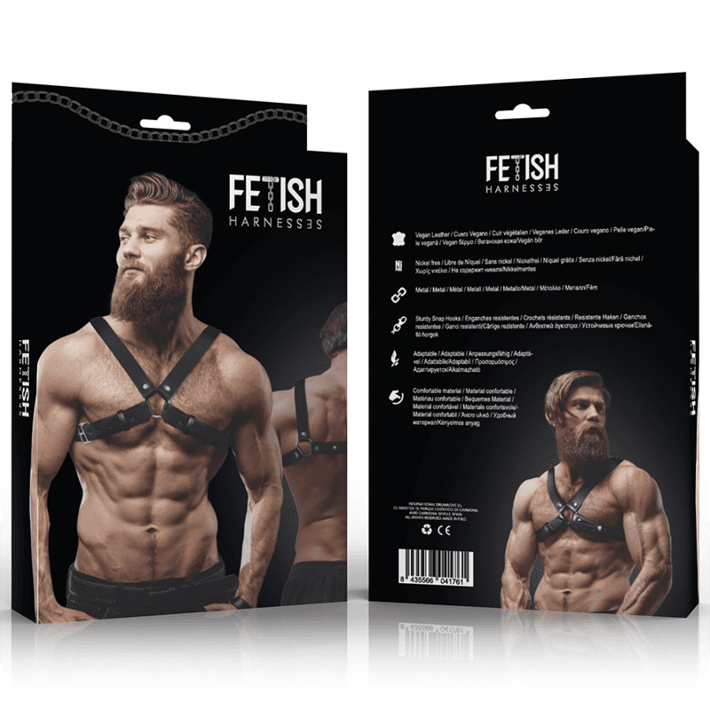 FETISH SUBMISSIVE ATTITUDE - MENS ADJUSTABLE ECO-LEATHER CROSS CHEST BULLDOG HARNESS 2