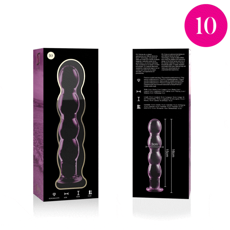 NEBULA SERIES BY IBIZA, STEKLENI DILDO MODEL 10, BOROSILIKATNO STEKLO, PROZOREN, 16,5 CM, PREMER 3,5 CM 4