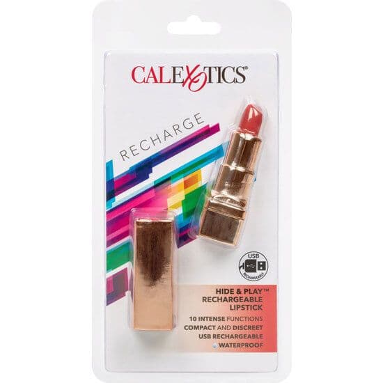 CALEXOTICS - BALA HIDE & PLAY POLNILNA VIBRACIJSKA KAPSULA V OBLIKI ŠMINKE, RDEČA 2
