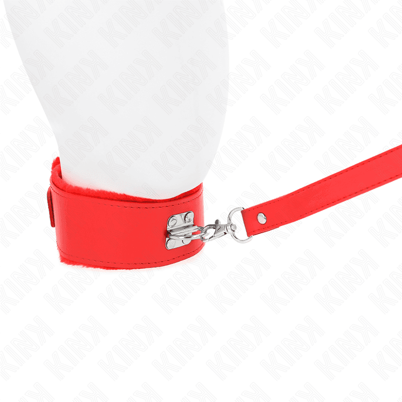 KINK - HALSKETTE MIT LEINE 116 CM MIT SILBERNEN NIETEN MODELL 4 ROT VERSTELLBAR 40-48 CM X 6 CM 4
