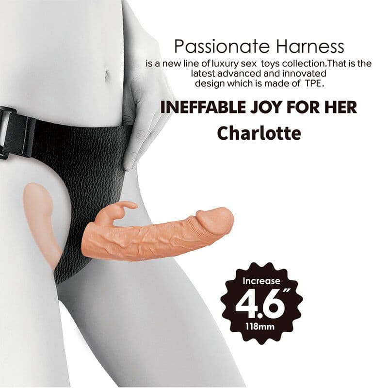 BAILE - Charlotte šuplji dvostruki penetracijski strap-on mesni 4