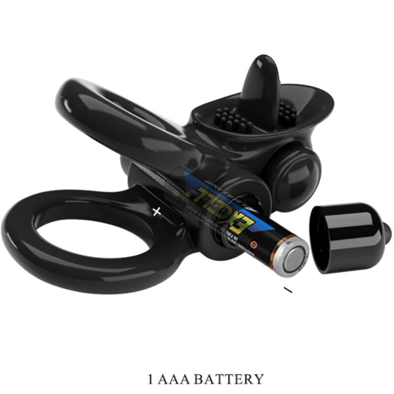 PRETTY LOVE - PASSIONATE RING DOUBLE VIBRATING RING + CLITORIS STIMULATOR BLACK 3