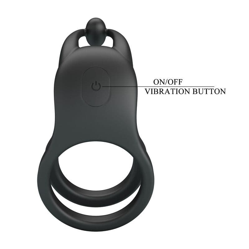 PRETTY LOVE - GOODWIN RECHARGEABLE DOUBLE VIBRATING COCK RING BLACK 2