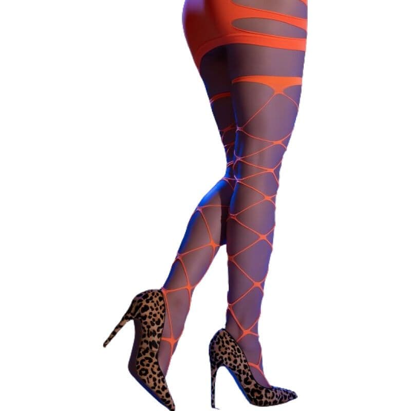 CHILIROSE - CR 4706 CABARET TIGHTS ORANGE S/M 2
