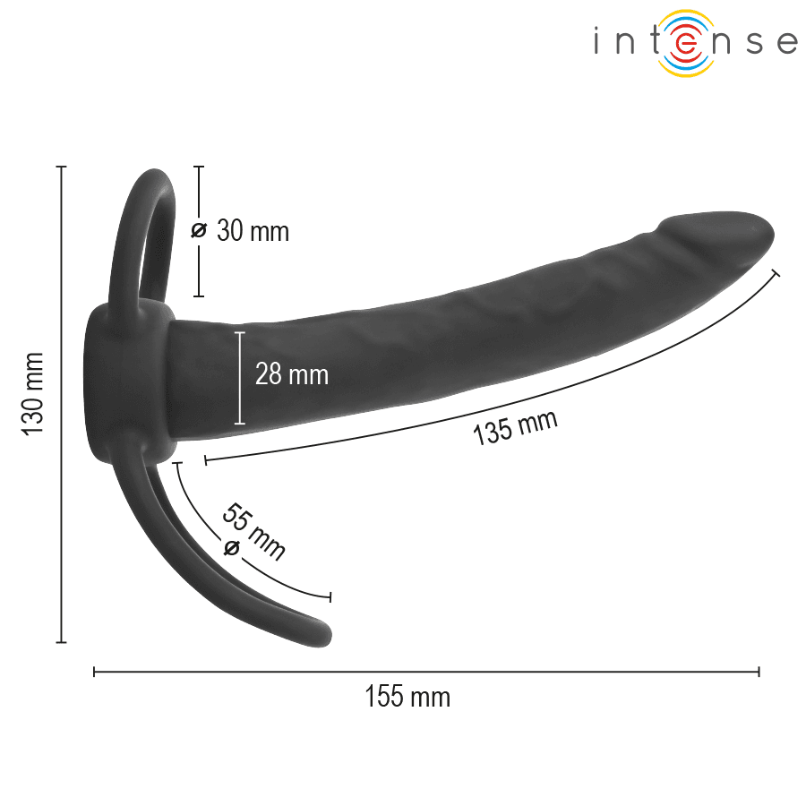 INTENSE - Lucas analni dildo s penisnim i testisnim prstenom silikon 3