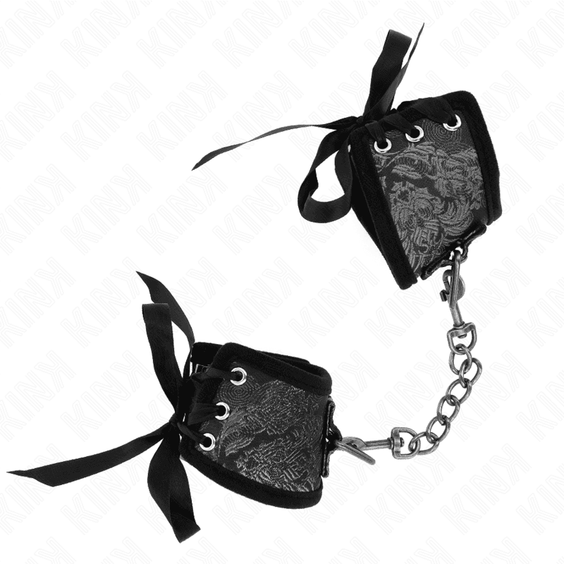 KINK, LISICE ZA ZAPESTJA SCANDAL S ČIPKO, ČRNE, 24,5 CM X 6,5 CM 3