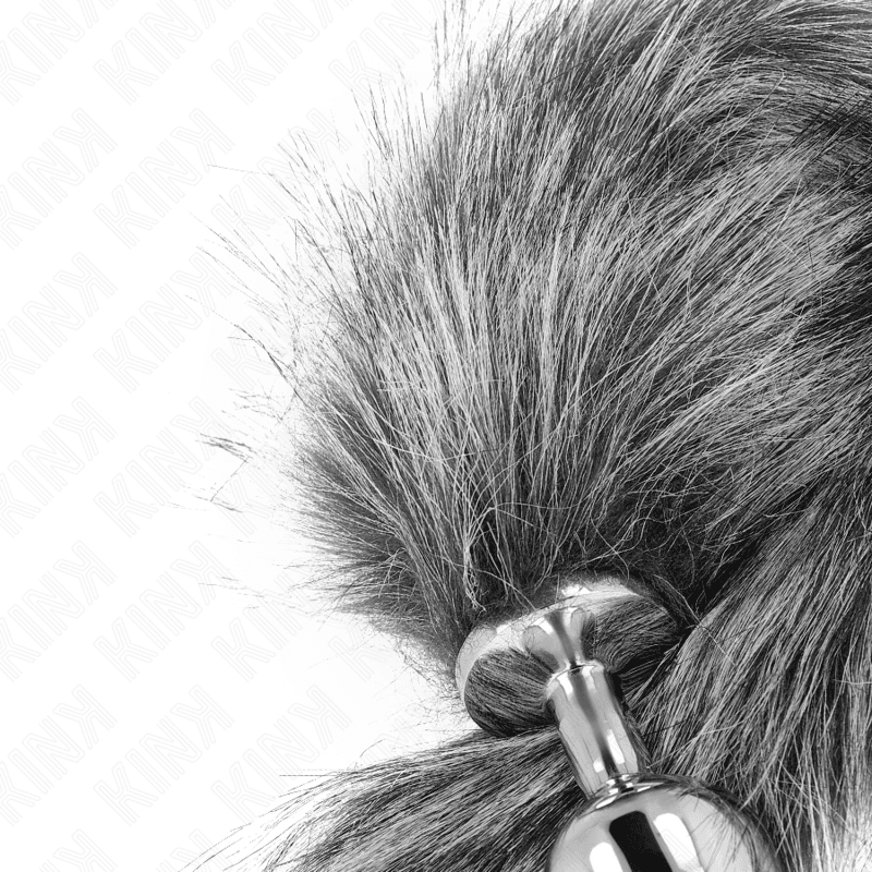 KINK - PLUG ANALE MISURA M 8 X 3,5 CM CON CODA SINTETICA 40 CM GRIGIO 4