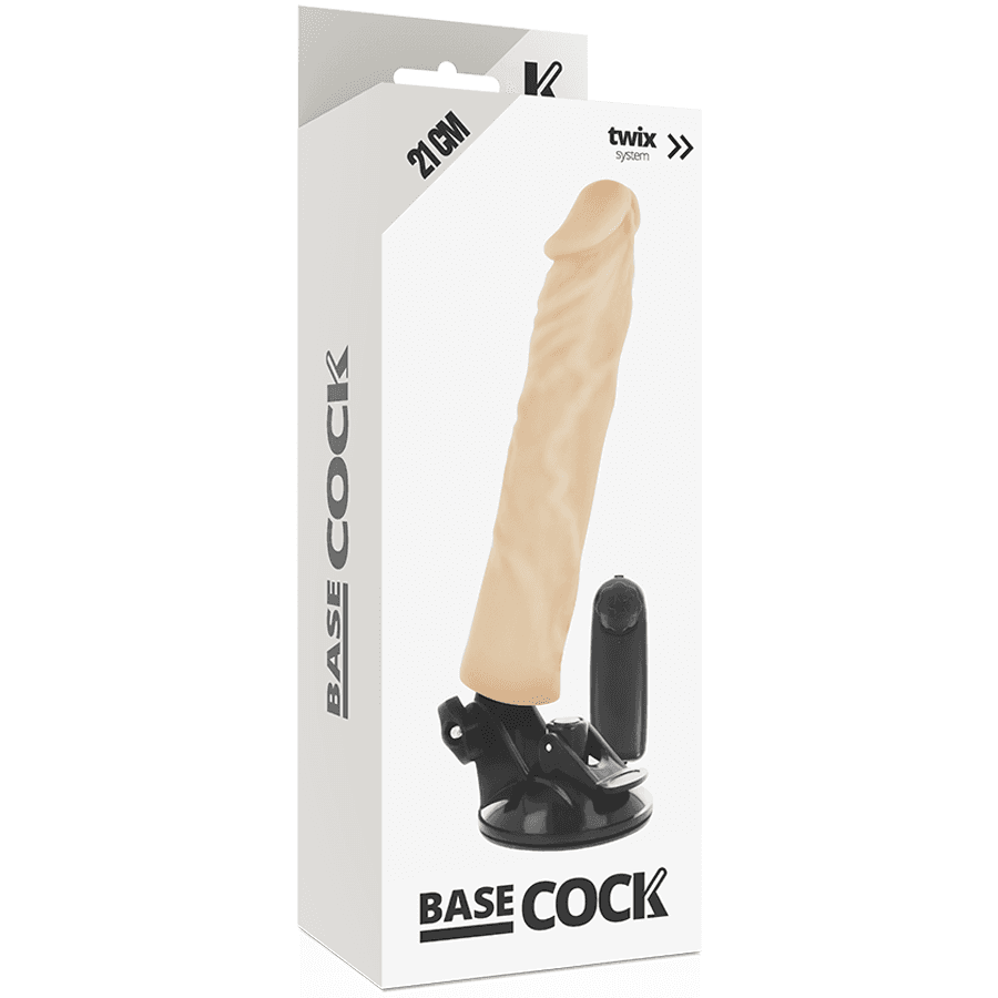 BASECOCK - REALISTIČNI VIBRATOR Z DALJINSKIM UPRAVLJALNIKOM FLESH 21 CM Ø 4 CM 4