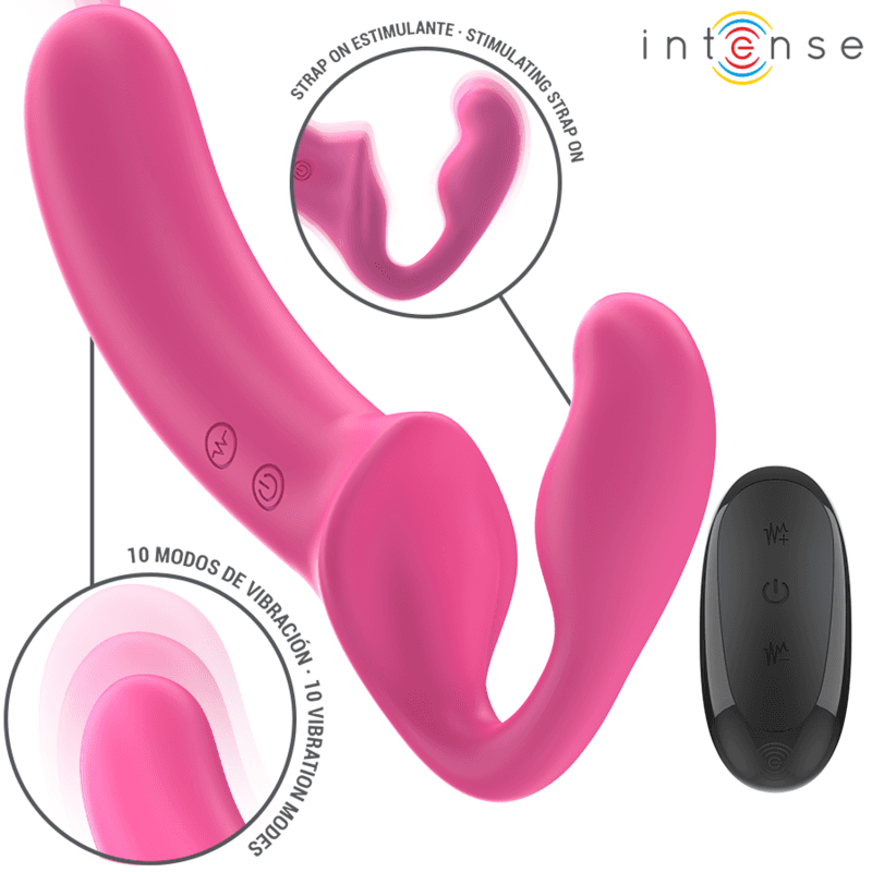 INTENSE - AMY DOUBLE VIBRATOR 20 CM PINK REMOTE CONTROL 2