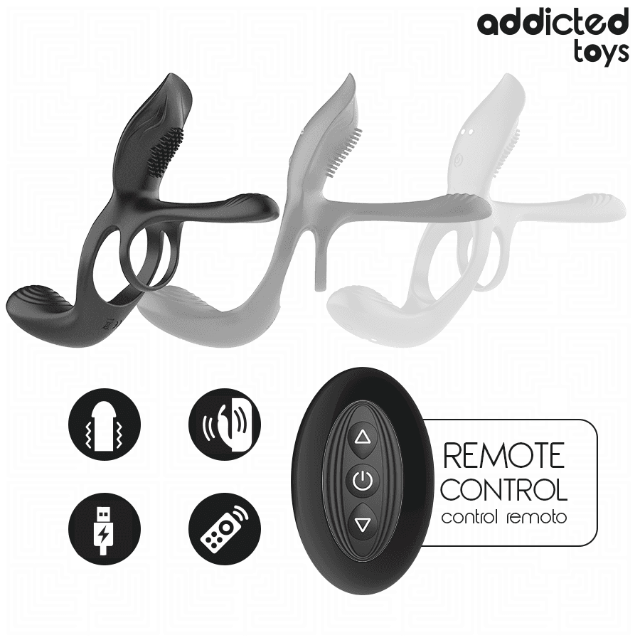 ADDICTED TOYS - DVOJNI OBROČEK ZA PENIS S STIMULATORJEM KLITORISA 4