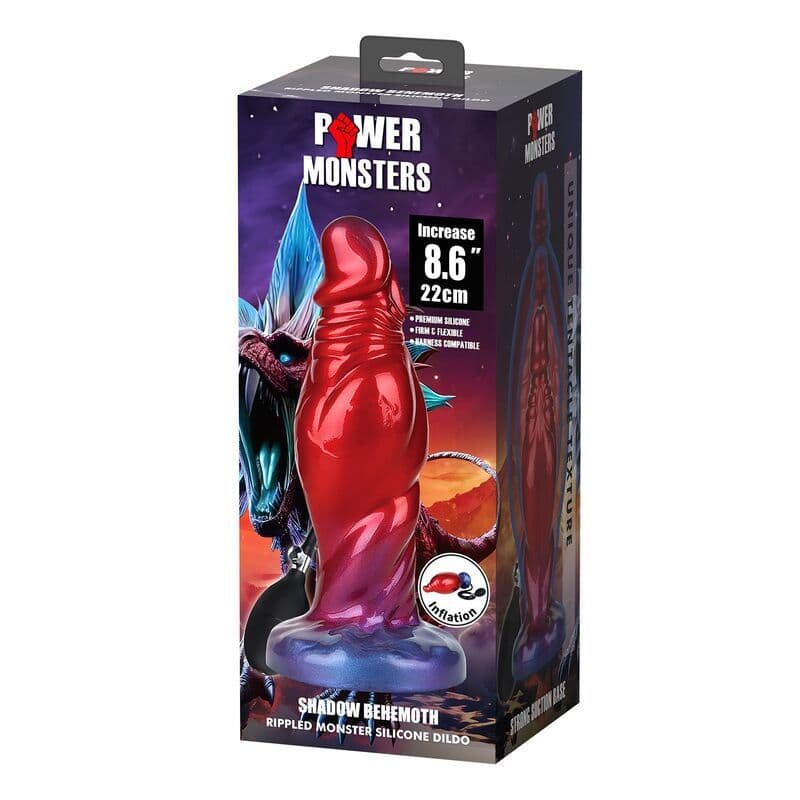 POWER MONSTERS - SHADOW BEHEMOTH BICOLOR INFLATABLE FANTASY SILICONE DILDO 22 CM Ø 5 CM 2