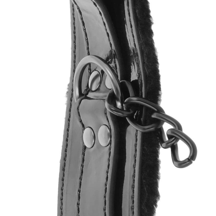 DARKNESS - ADJUSTABLE BLACK LEATHER ANKLE HANDCUFFS WITH PADLOCK 4