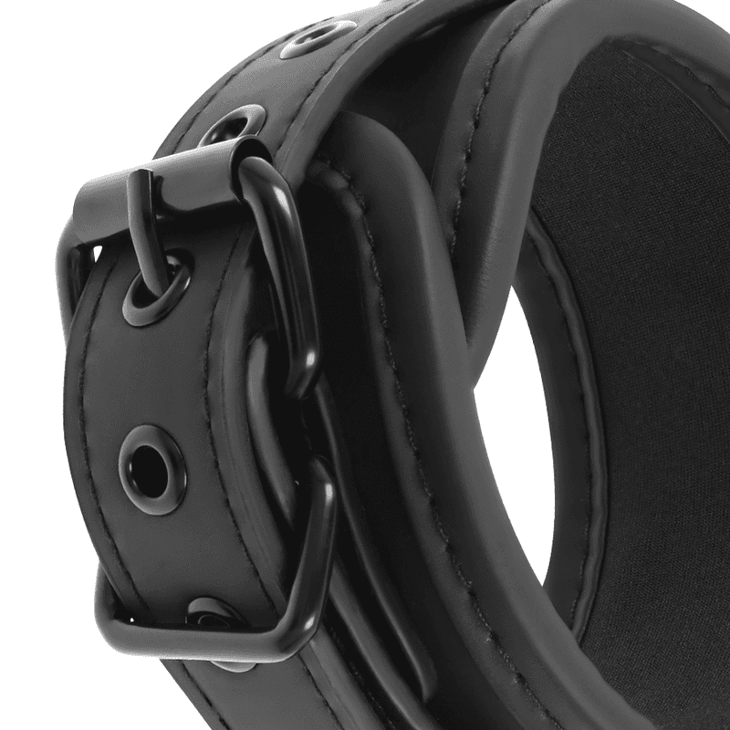 FETISH SUBMISSIVE - VEGAN LEATHER ANKLE CUFFS WITH NOPRENE LINING 4