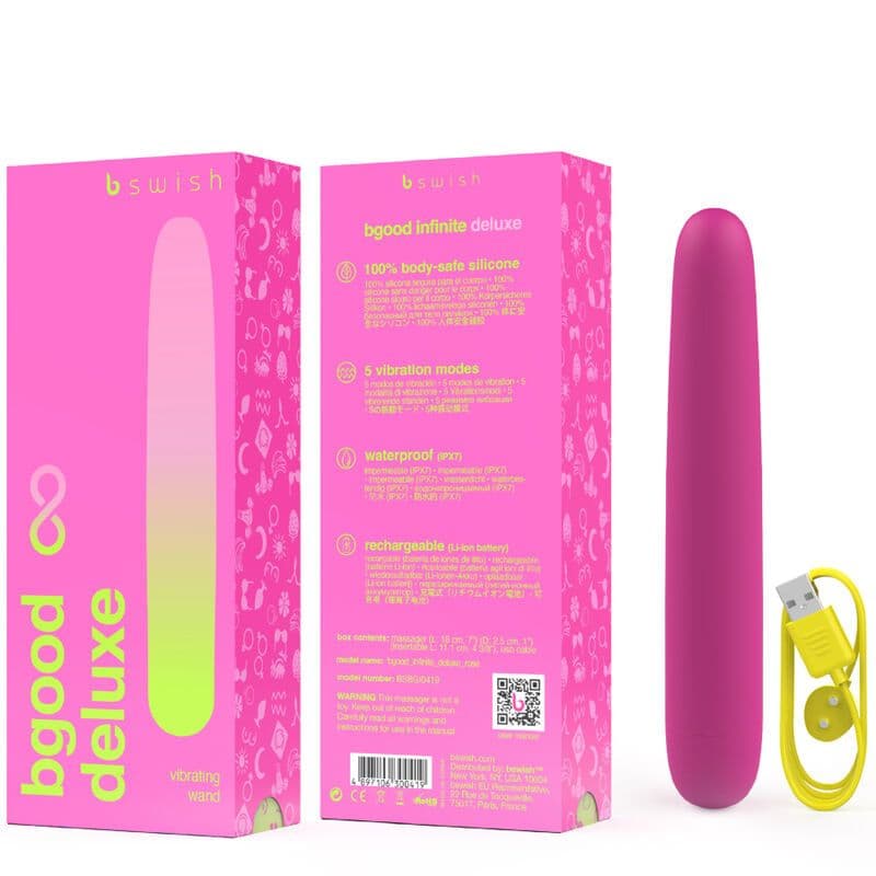 B SWISH - BGOOD INFINITE DELUXE RECHARGEABLE VIBRATOR PINK SILICONE 3