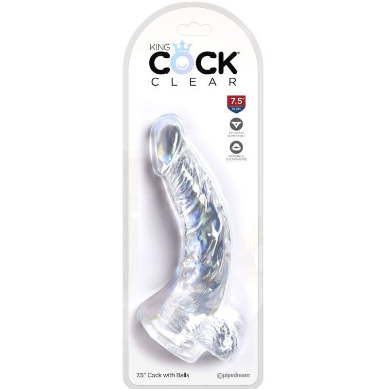 KING COCK - CLEAR PENE CURVO REALISTICO CON SFERE 16.5 CM TRASPARENTE 4