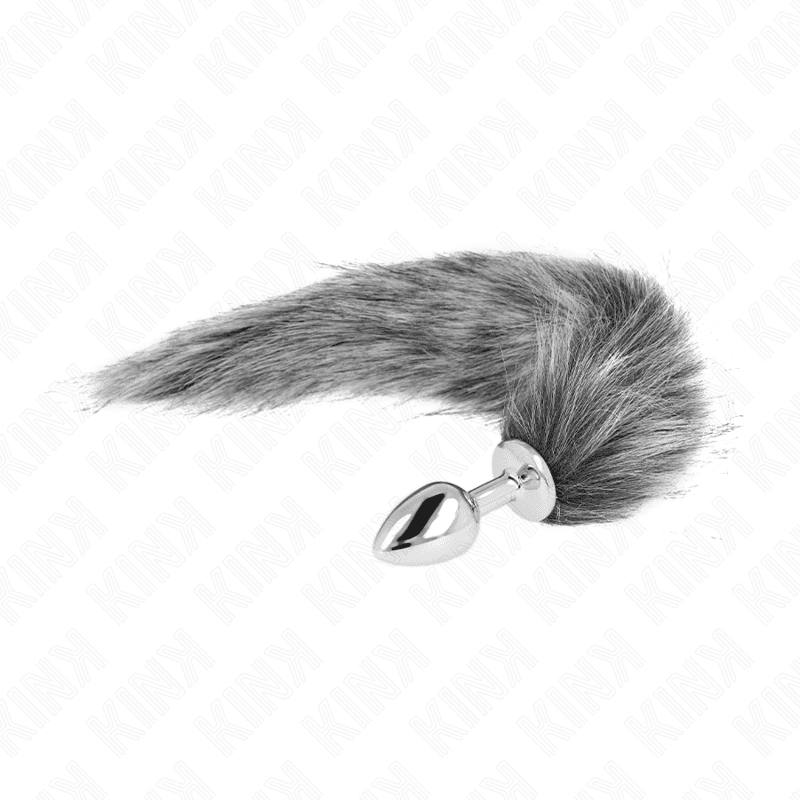 KINK - PLUG ANALE TAGLIA S 7 X 3 CM CON CODA SINTETICA 40 CM GRIGIO 2