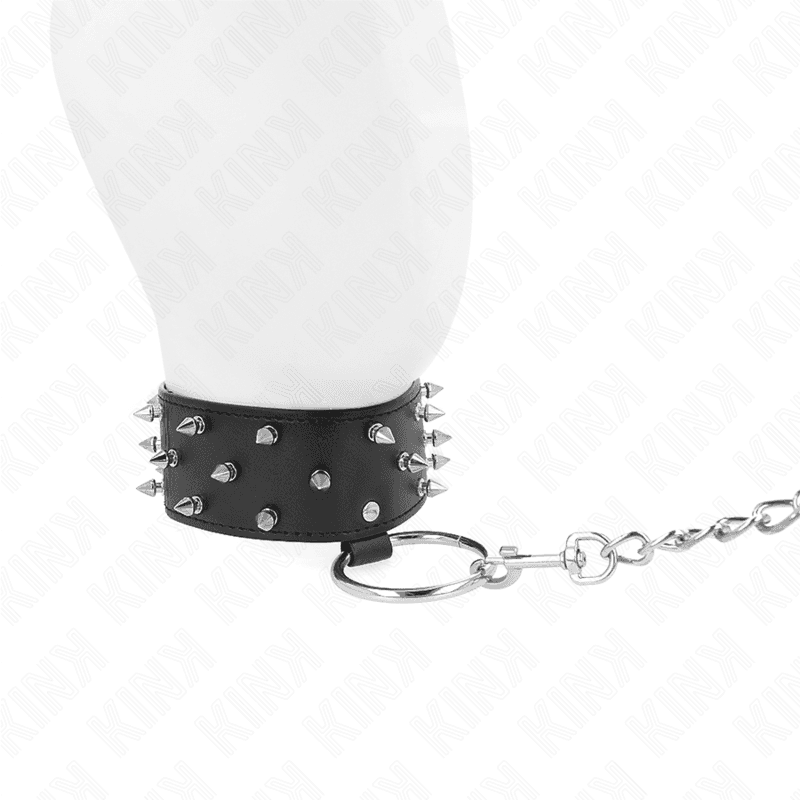 KINK - NECKLACE WITH LEASH 65 CM WITH SILVER STUDS MODEL 5 ADJUSTABLE 36-43 CM X 5 CM 3